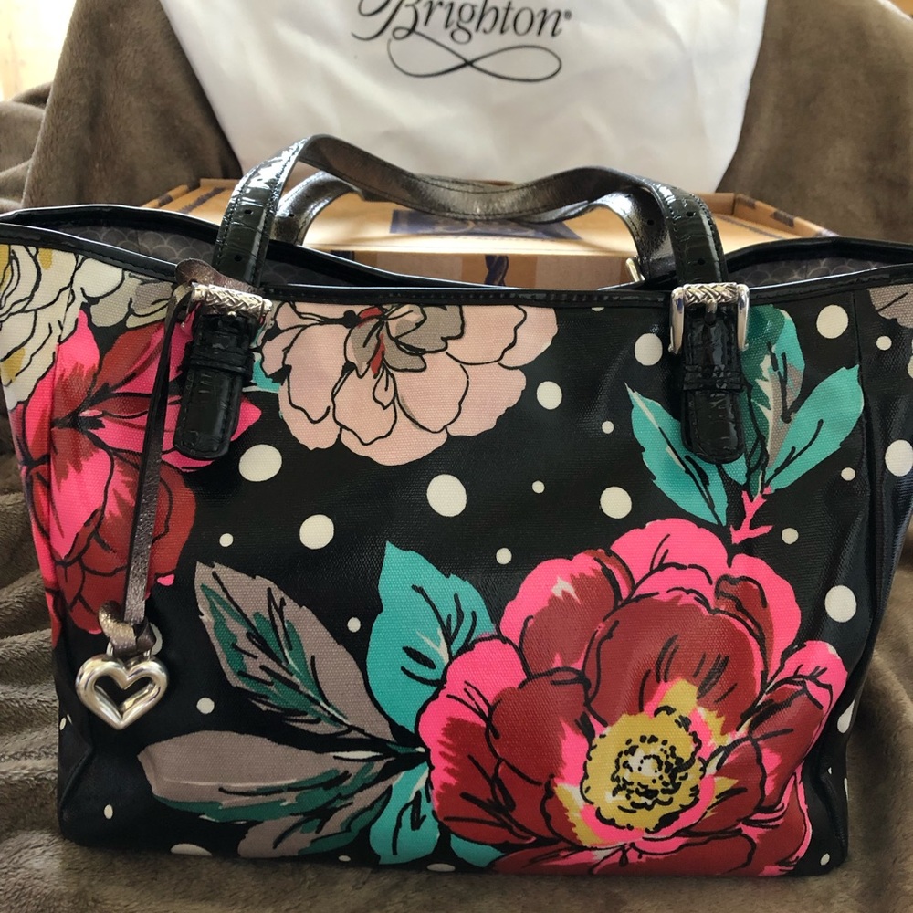 Brighton Floral Delwyn Patent Leather Handbag Tote